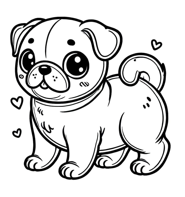 Dibujos de Pug feliz para colorear