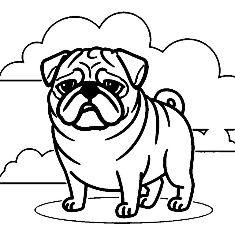 Dibujos de Pug gordo para colorear