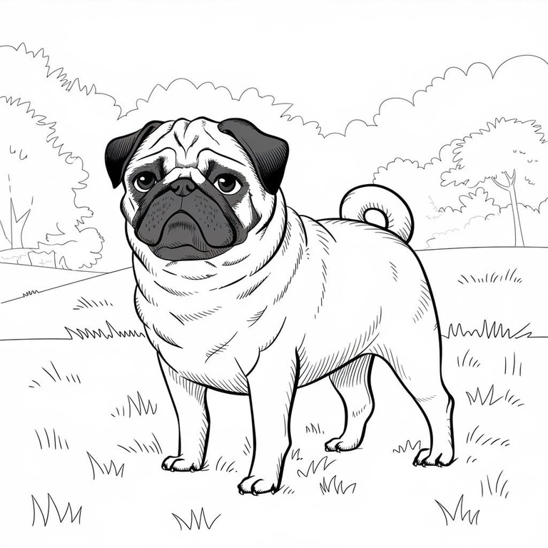 Dibujos de Pug libre para colorear