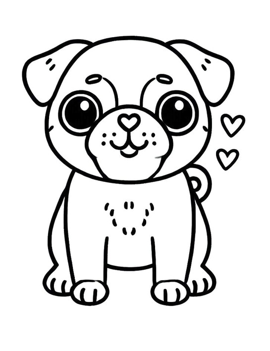 Dibujos de Pug muy lindo para colorear