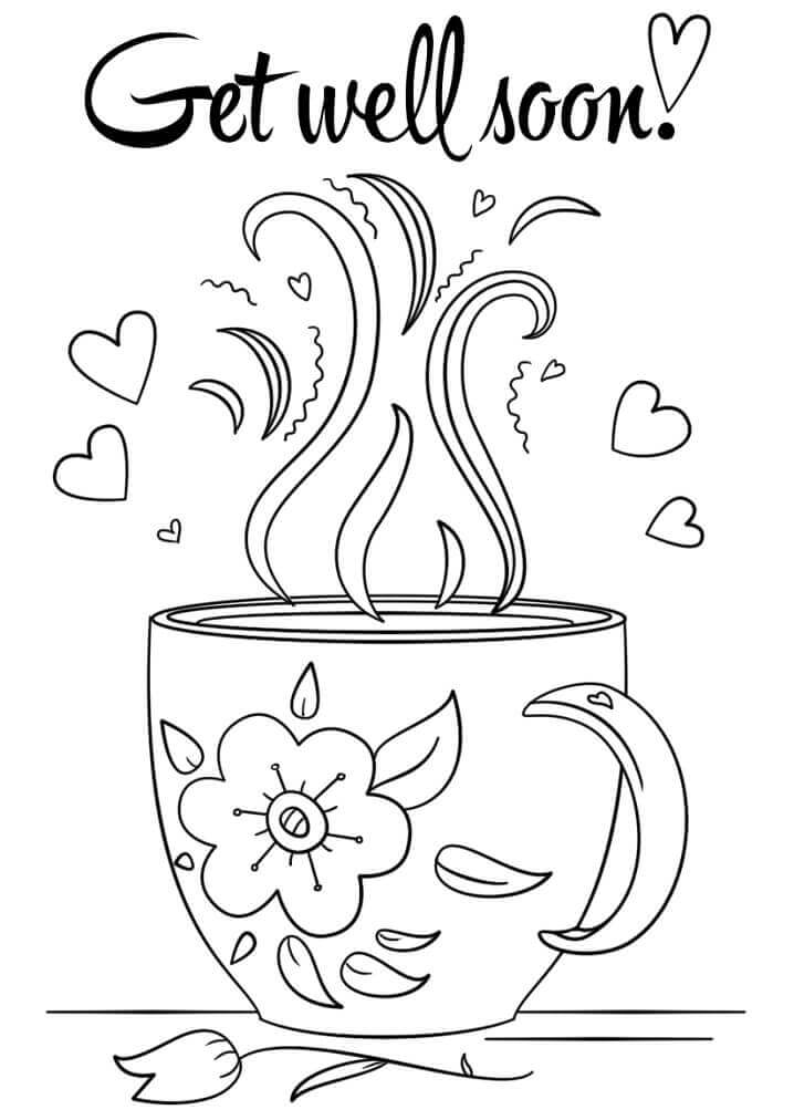 Que Te Mejores Pronto Taza De Café para colorir