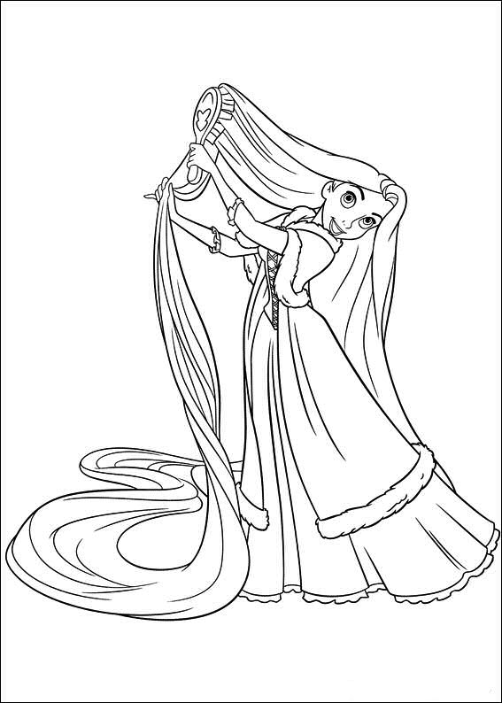 Dibujos de Rapunzel Cepillándose El Pelo para colorear
