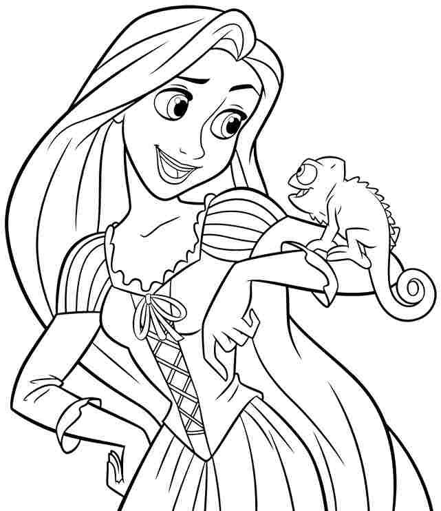 Rapunzel Con Pascal para colorir