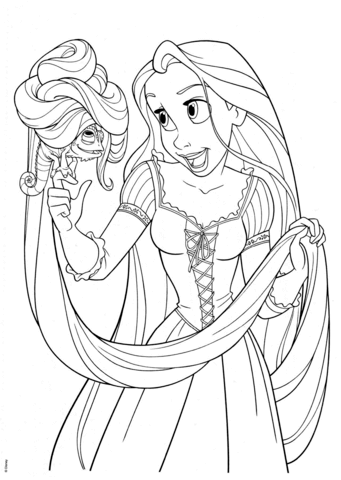 Dibujos de Rapunzel Jugando Con Pascal para colorear