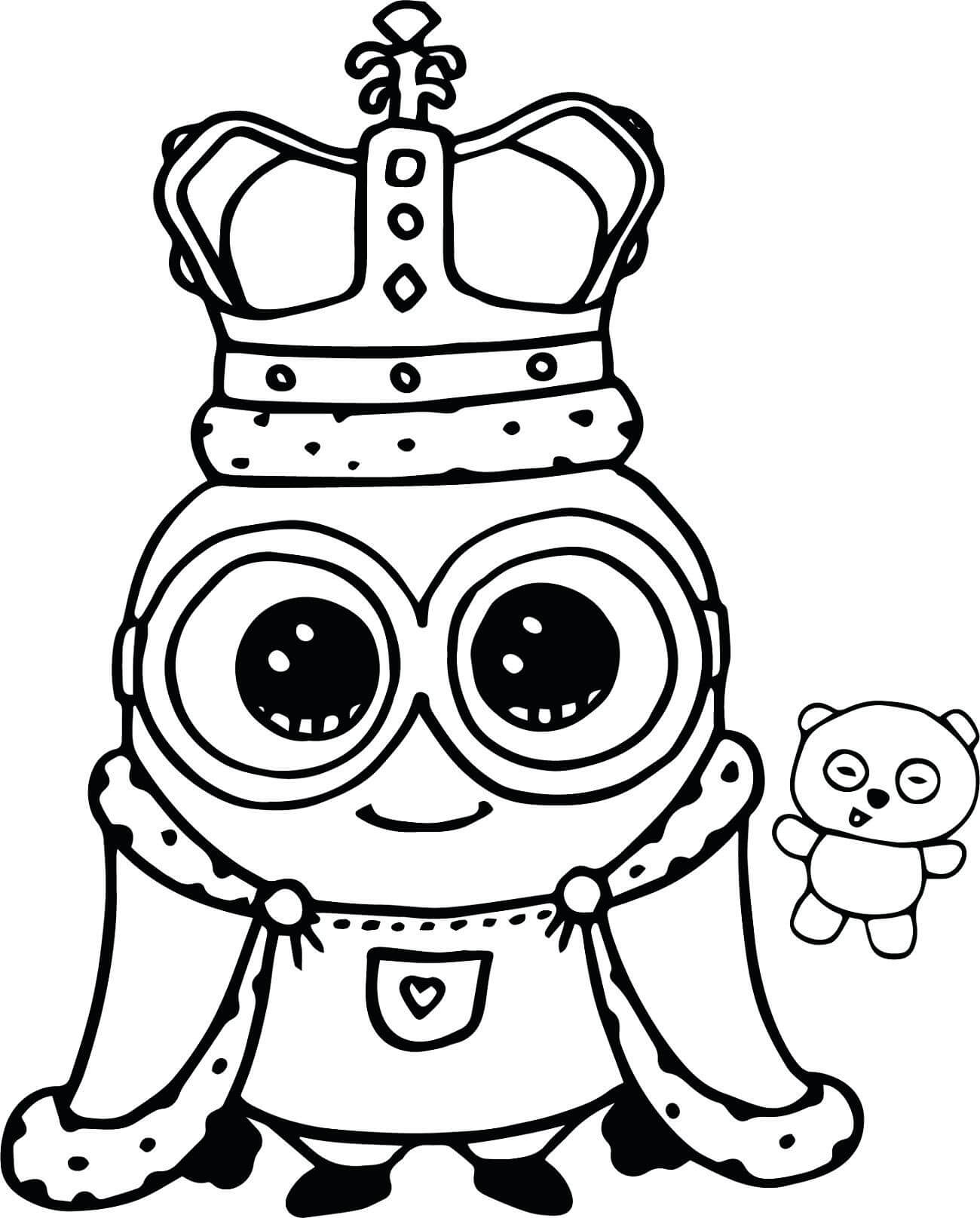 Dibujos de Reina Minion y Oso de Peluche para colorear