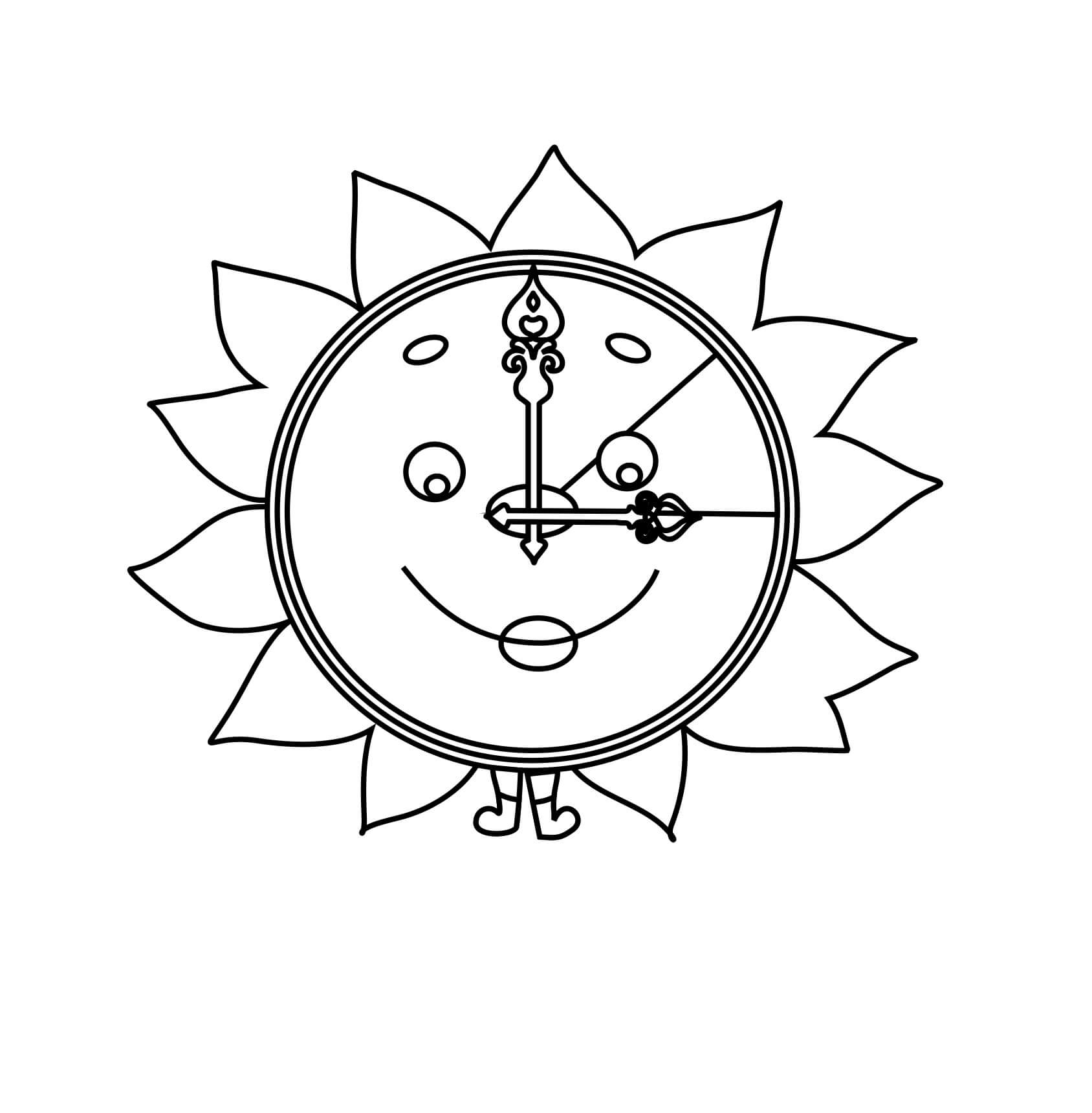 Dibujos de Reloj de sol Sonriente para colorear
