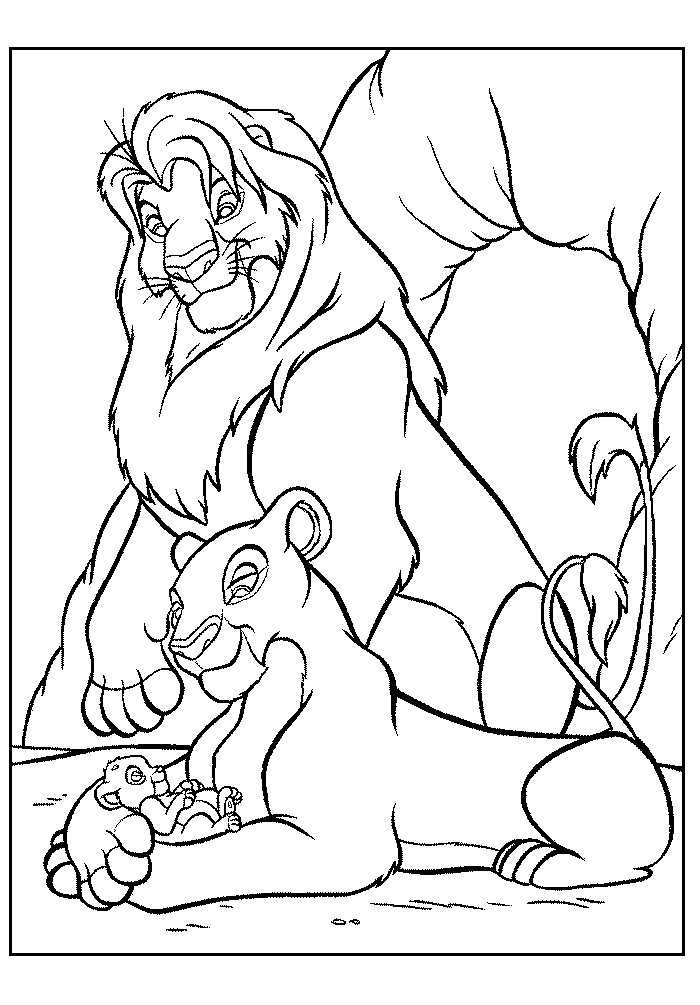 Rey León Y Familia para colorir