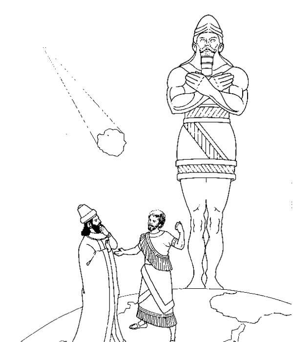 Dibujos de Rey Nabucodonosor y Estatua de Meteorito para colorear