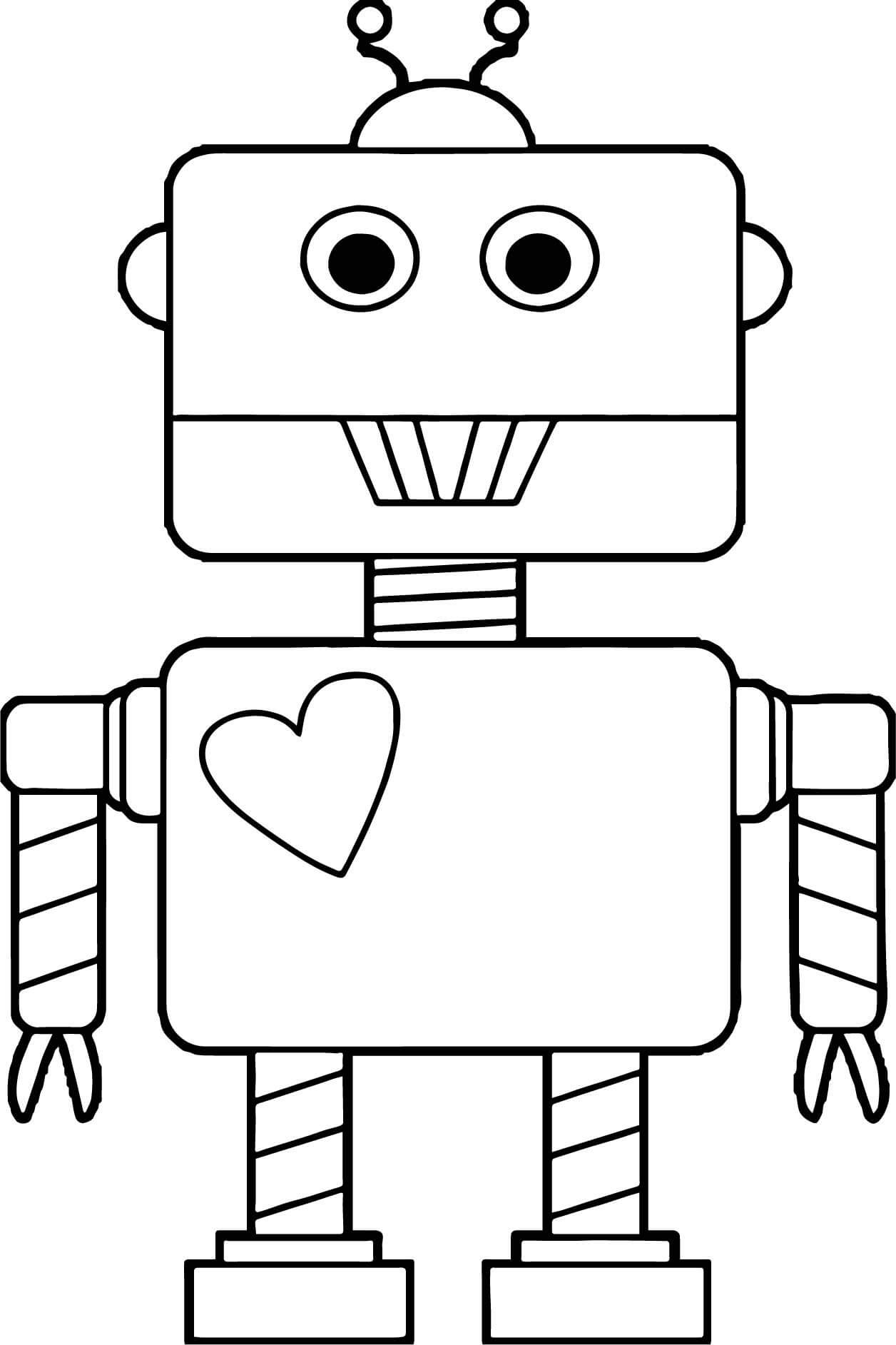 Robot Corazón para colorir