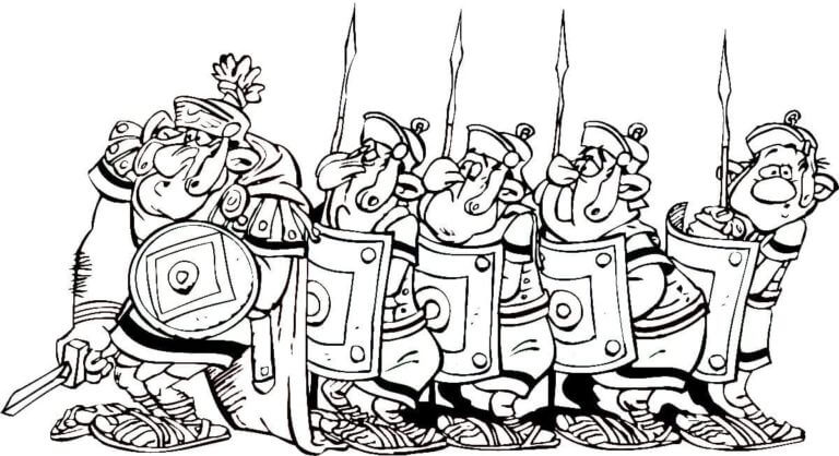 Dibujos de Romanos Con Escudos y Espadas para colorear