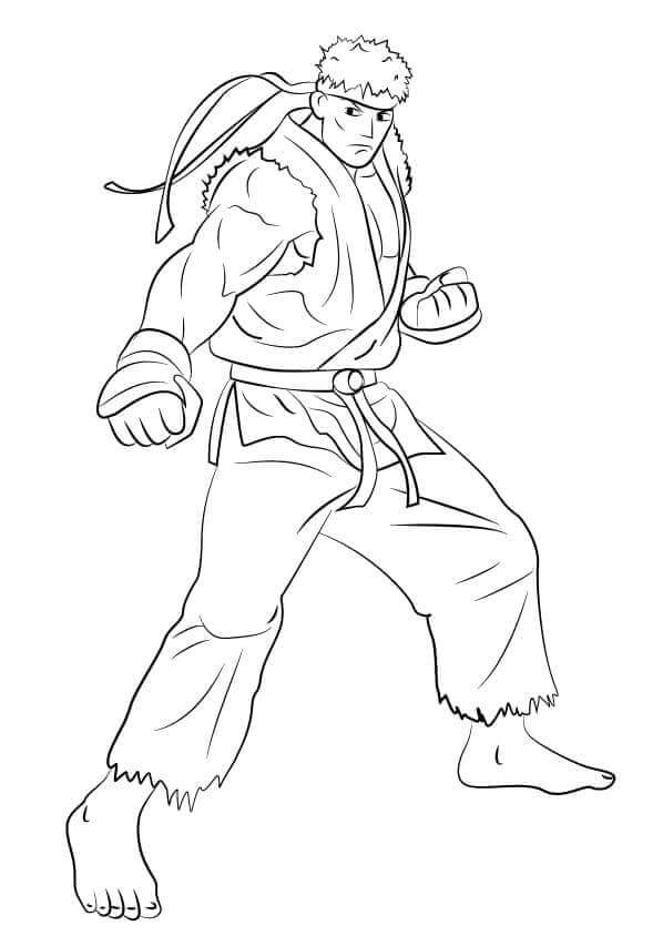 Ryu Luchando para colorir