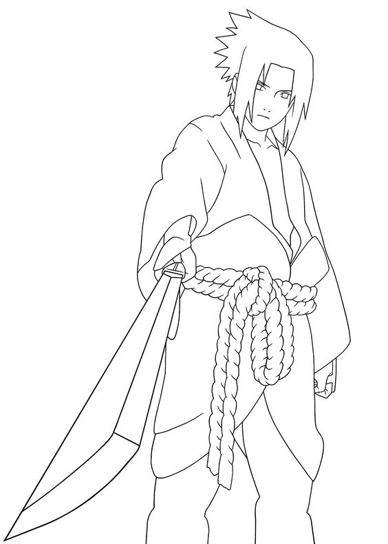 Sasuke Con Espada para colorir