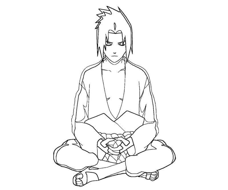 Sasuke Meditando para colorir