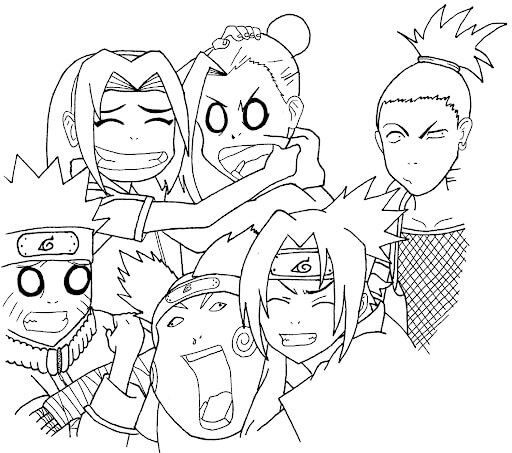 Sasuke Naruto Escuadrón 7 y 10 para colorir