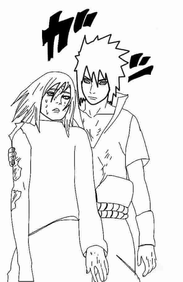 Sasuke y Sakura para colorir