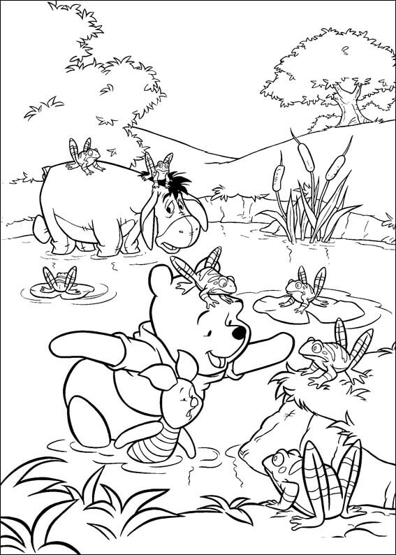 Sencillo Winnie de Pooh y Amigos para colorir