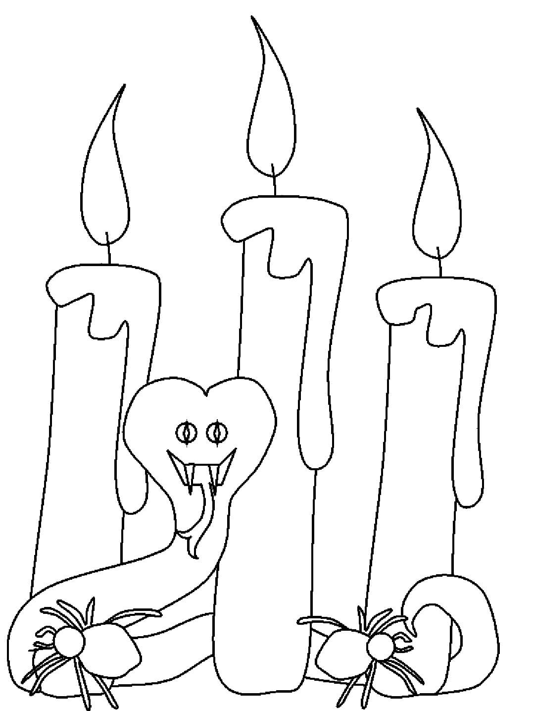 Dibujos de Serpiente con velas para colorear