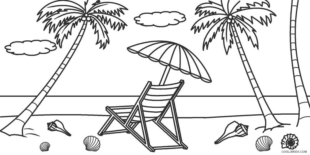 Dibujos de Silla y Sombrilla en la Playa para colorear