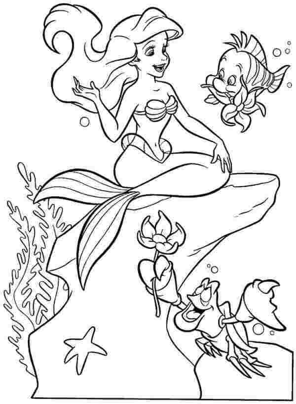 Sirenita Ariel y Amigos para colorir