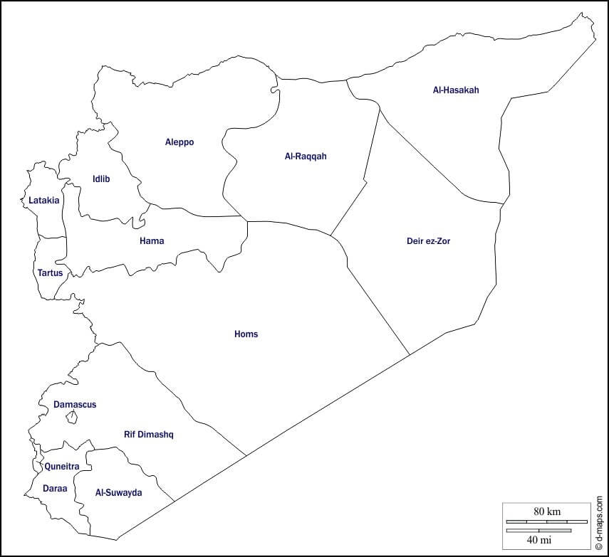 Siria Mapa para colorir