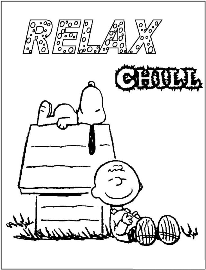 Snoopy Acostado Con Charlie para colorir