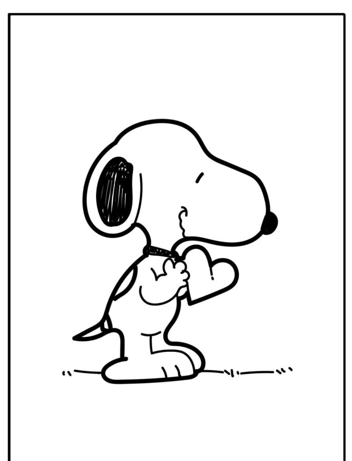 Snoopy Con Corazón para colorir