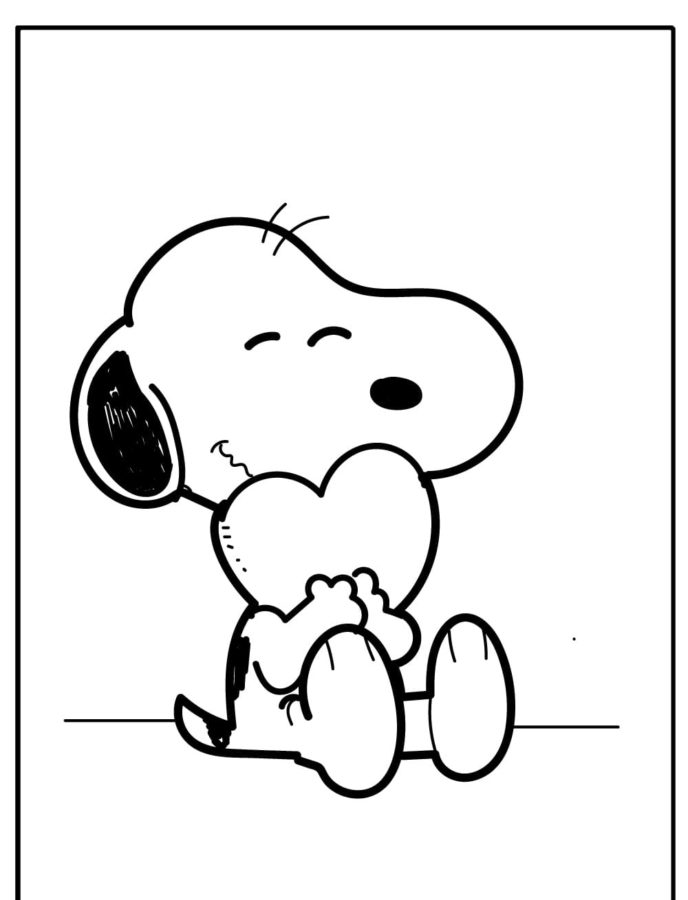 Snoopy con un Corazón en Sus Patas para colorir