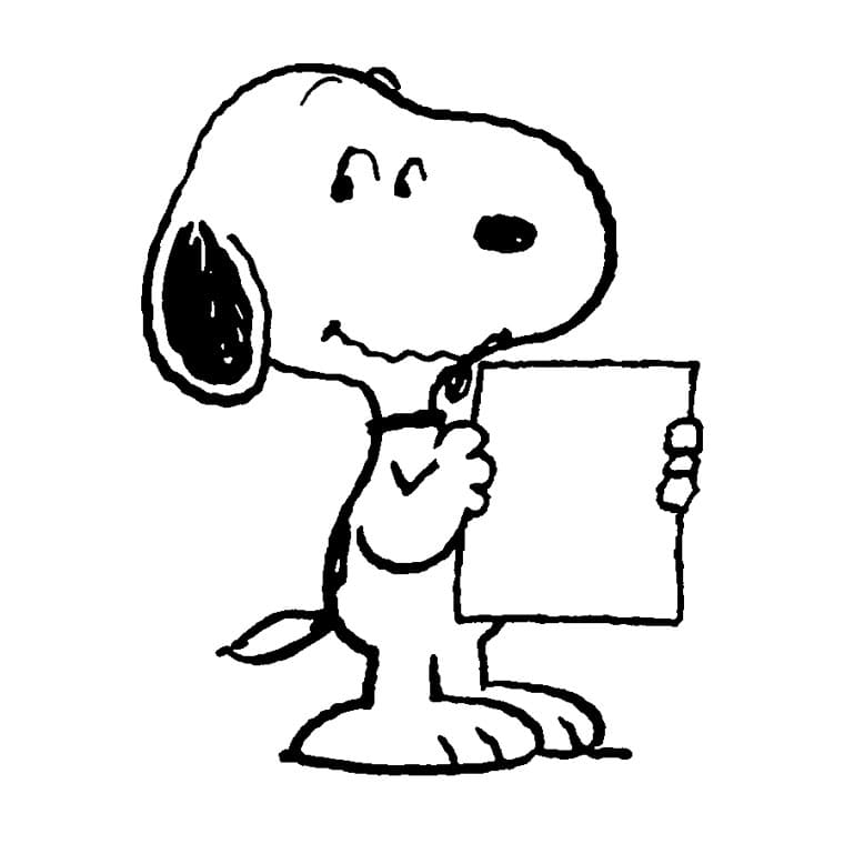 Snoopy Con un Trozo de Papel para colorir