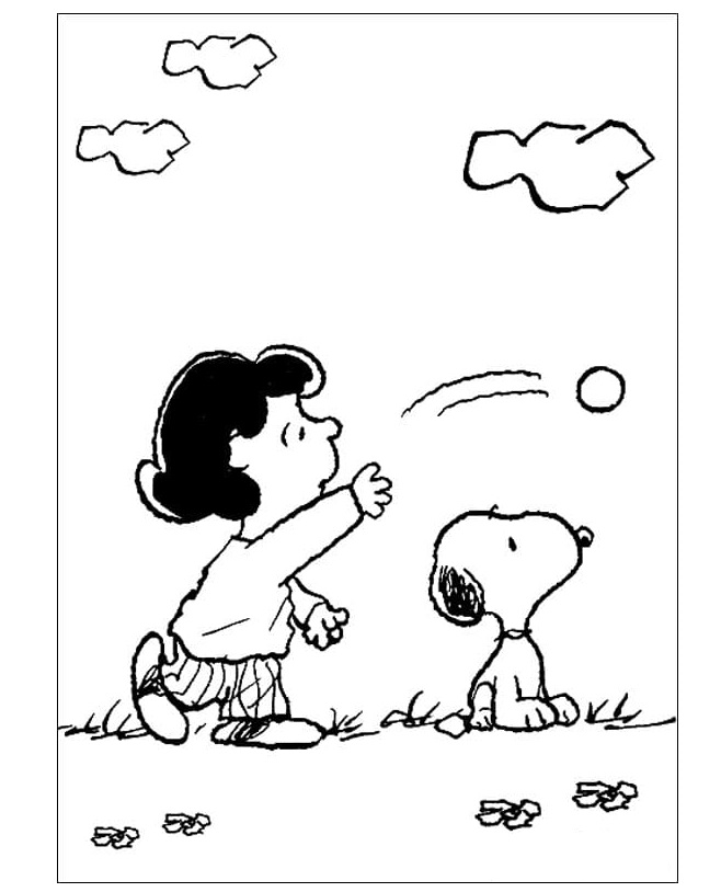 Dibujos de Snoopy Juega a la Pelota para colorear