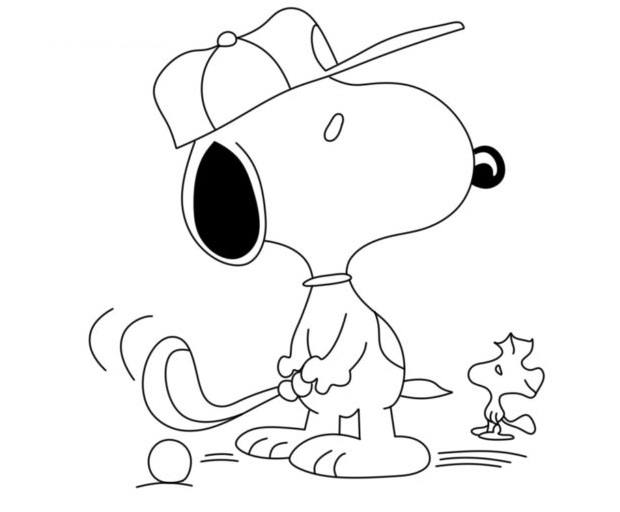 Dibujos de Snoopy Jugando Al Golf para colorear