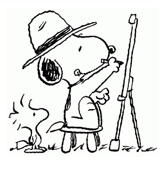 Snoopy Pinta un Cuadro para colorir