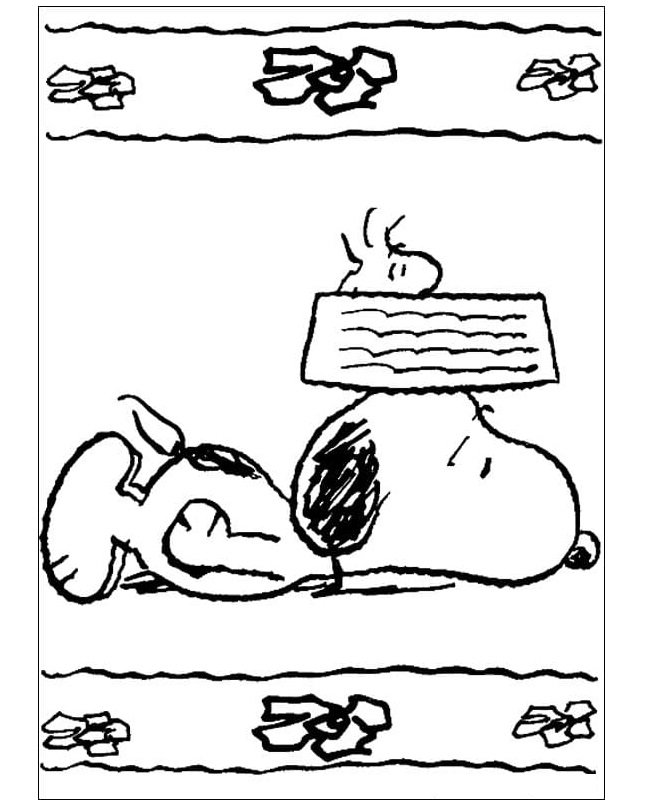 Dibujos de Snoopy Se Encuentra Boca Abajo para colorear