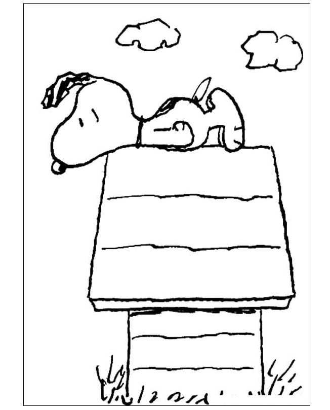 Dibujos de Snoopy se Encuentra En la Cabina para colorear