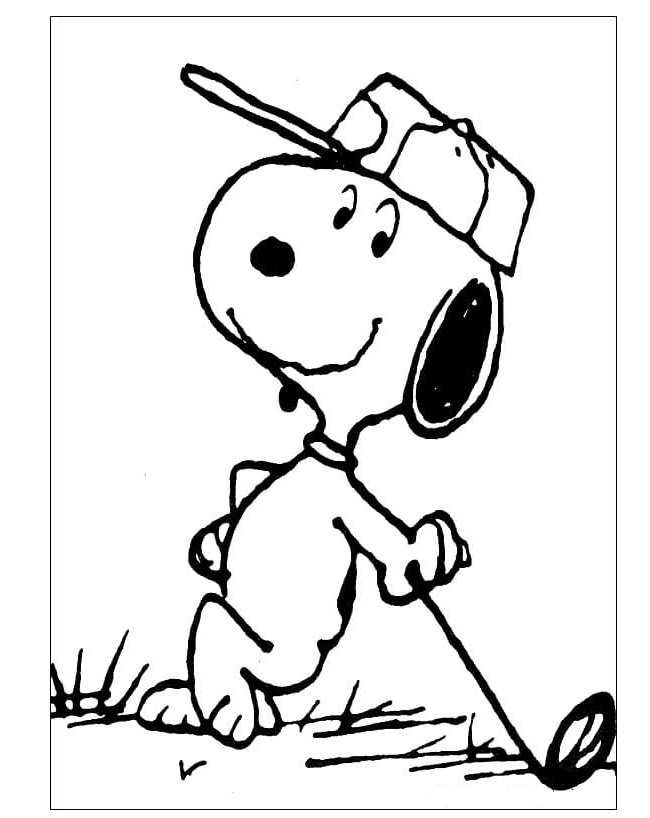Dibujos de Snoopy va a Jugar Golf para colorear