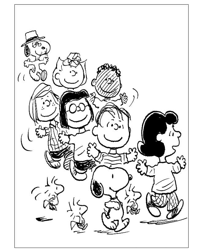 Dibujos de Snoopy y Sus Amigos Se Divierten para colorear