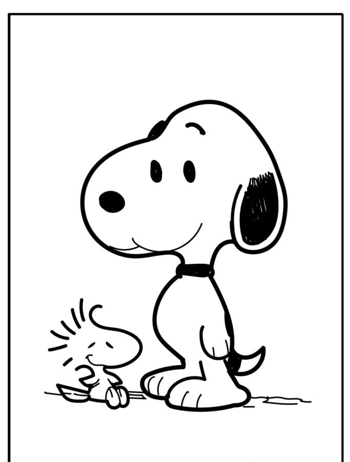 Snoopy y Woodstock para colorir
