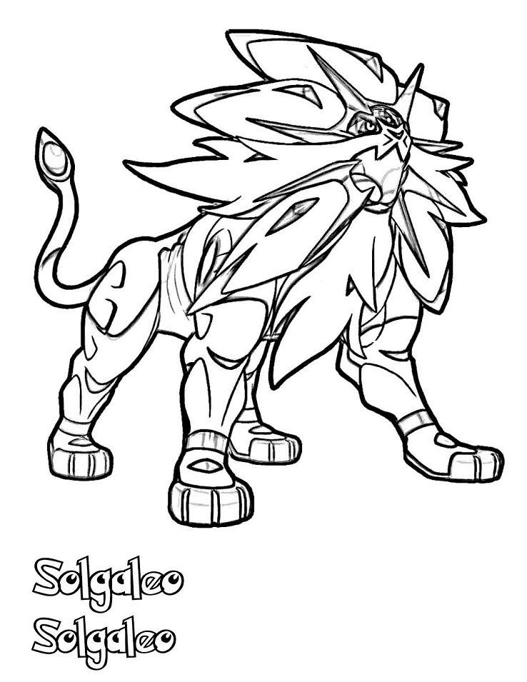 Dibujos de Solgaleo Pokémon Sol Y Luna para colorear