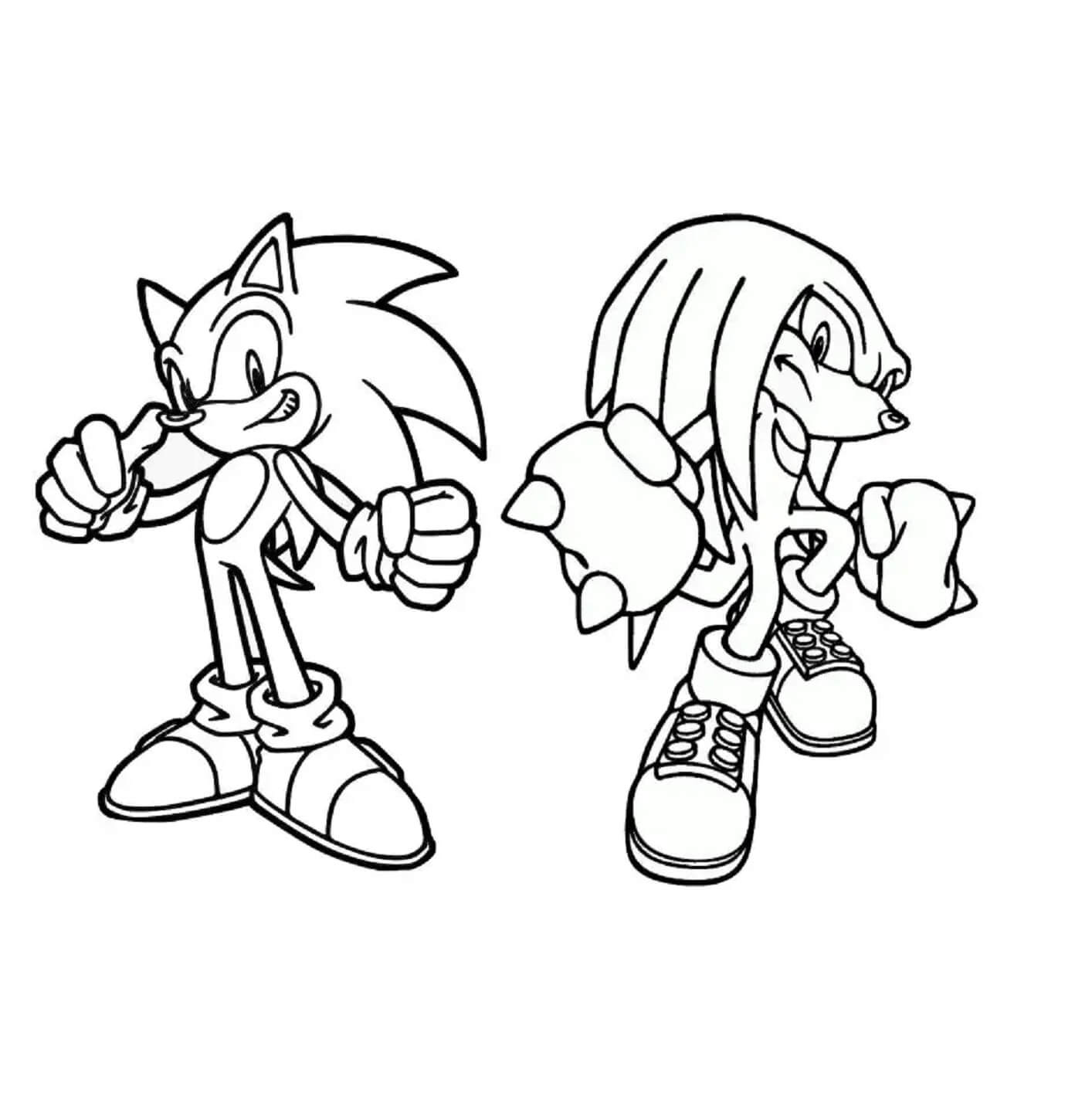 Dibujos de Sonic Y Knuckles para colorear