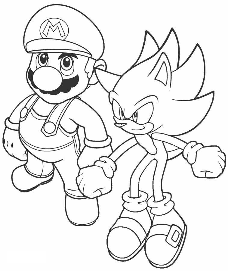 Sonic Y Mario para colorir