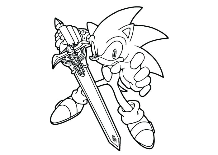 Sonico Con Espada para colorir