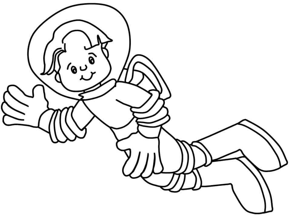 Sonriente Niño Astronauta Volando para colorir