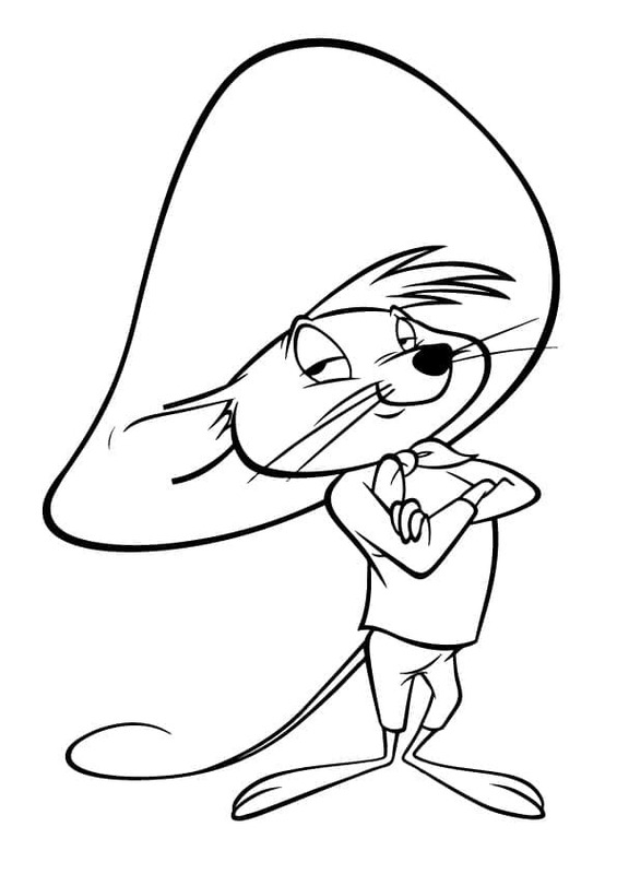 Dibujos de Speedy Gonzales Básico en niños para colorear