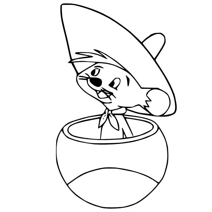 Dibujos de Speedy Gonzales fácil en niños para colorear