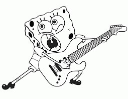 Dibujos de Sponge Bob está Tocando la Guitarra para colorear