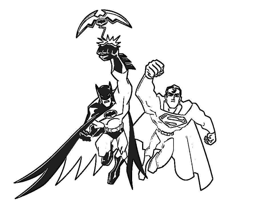 Superman y Batman Peleando para colorir