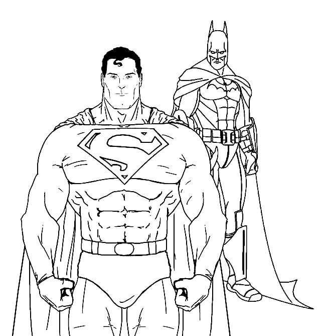 Superman y Batman para colorir