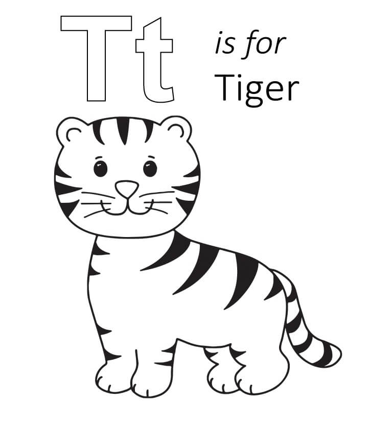 T es para Tigre para colorir