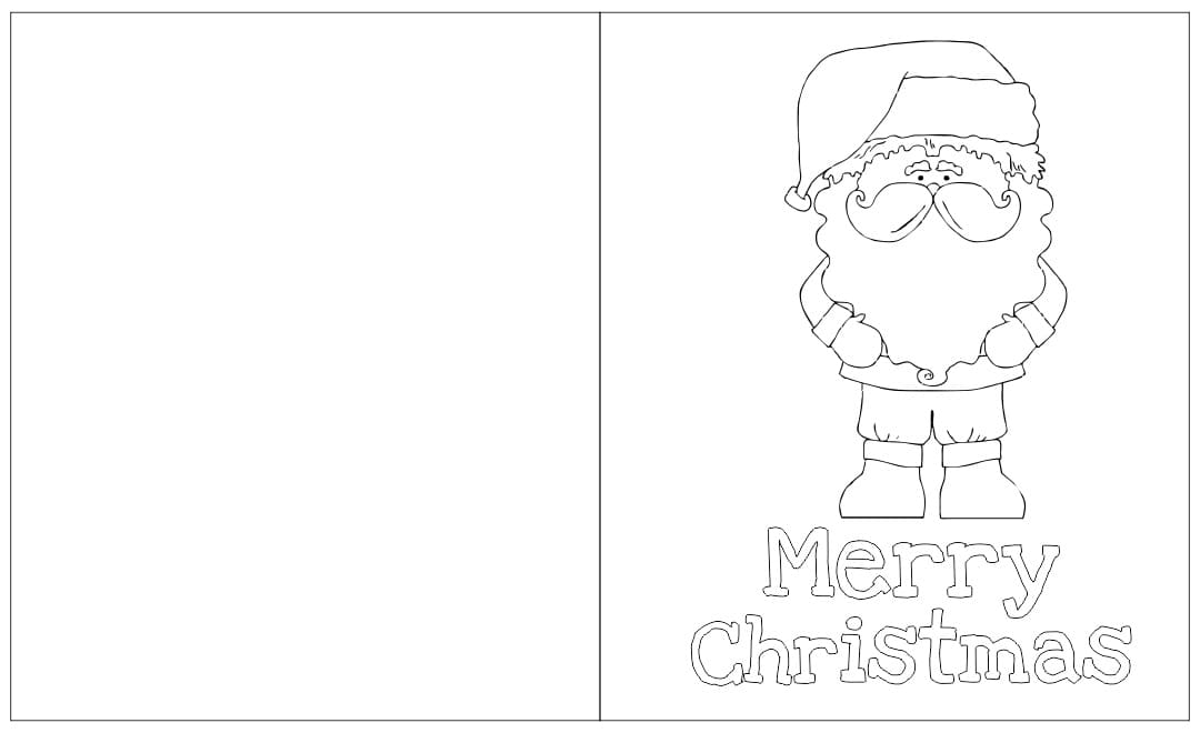 Dibujos de Tarjeta de navideña con Papá Noel para colorear