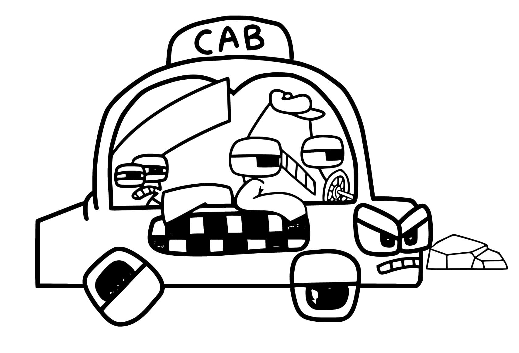 Dibujos de Taxi Alphabet Lore para colorear