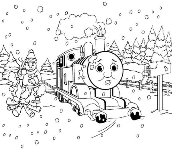 Thomas Atrapado en la Nieve para colorir